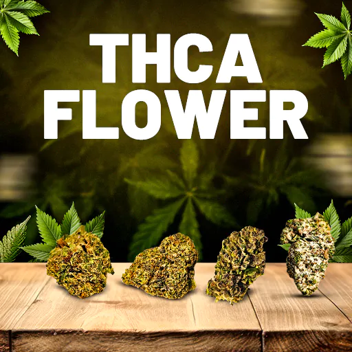 THCA flower on the shelf at GreenRX™, the largest dispensary near Baraboo, WI — 12 minutes down Hwy 12